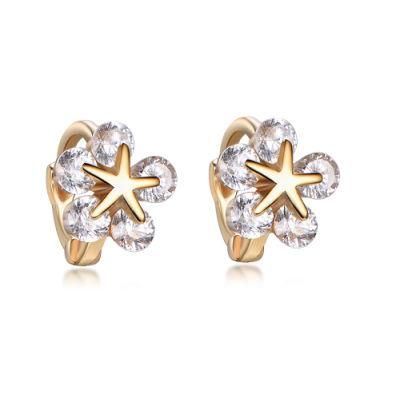 Huggie Flower Earrings 18K Gold 5A Cubic Zirconia Flower Earring 925 Sterling Silver Flower Stud Earring