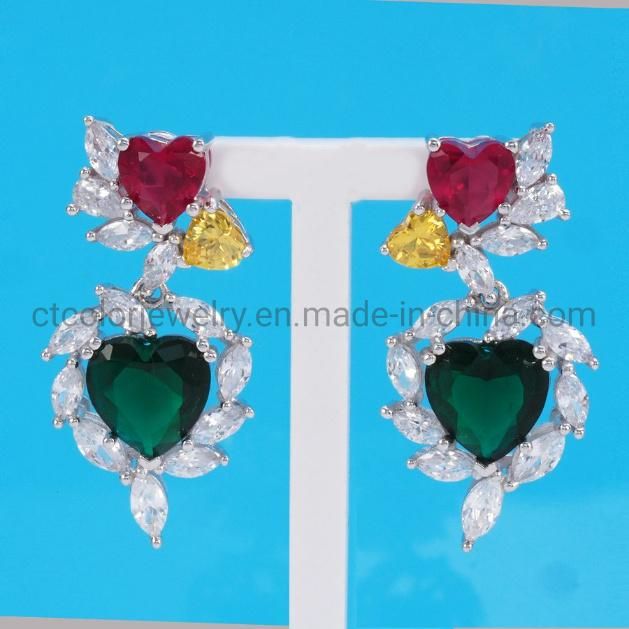 High Quality Women 925 Silver and Brass Fashion Gem Jewelry Earring