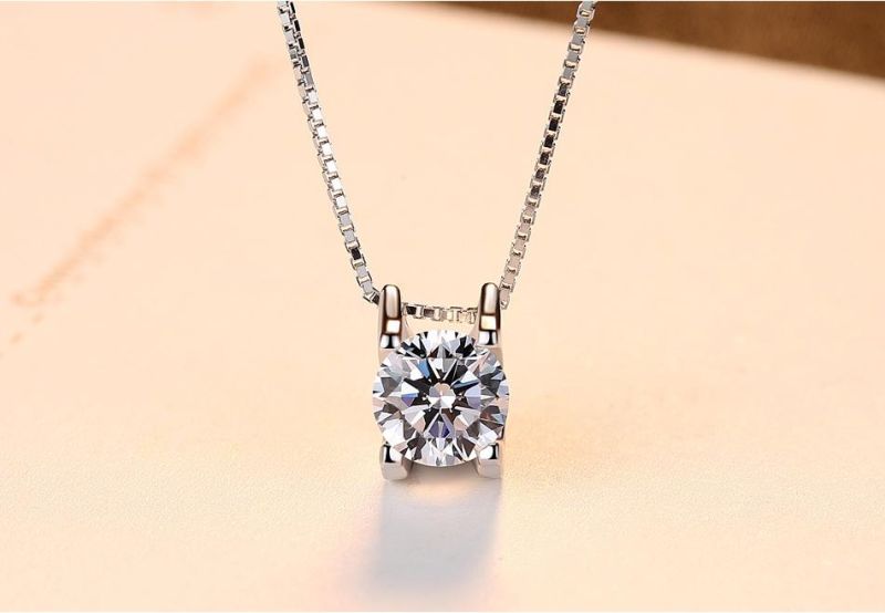 Fashion Sparkling Four-Claw Zircon Hoop Necklace Jewelry