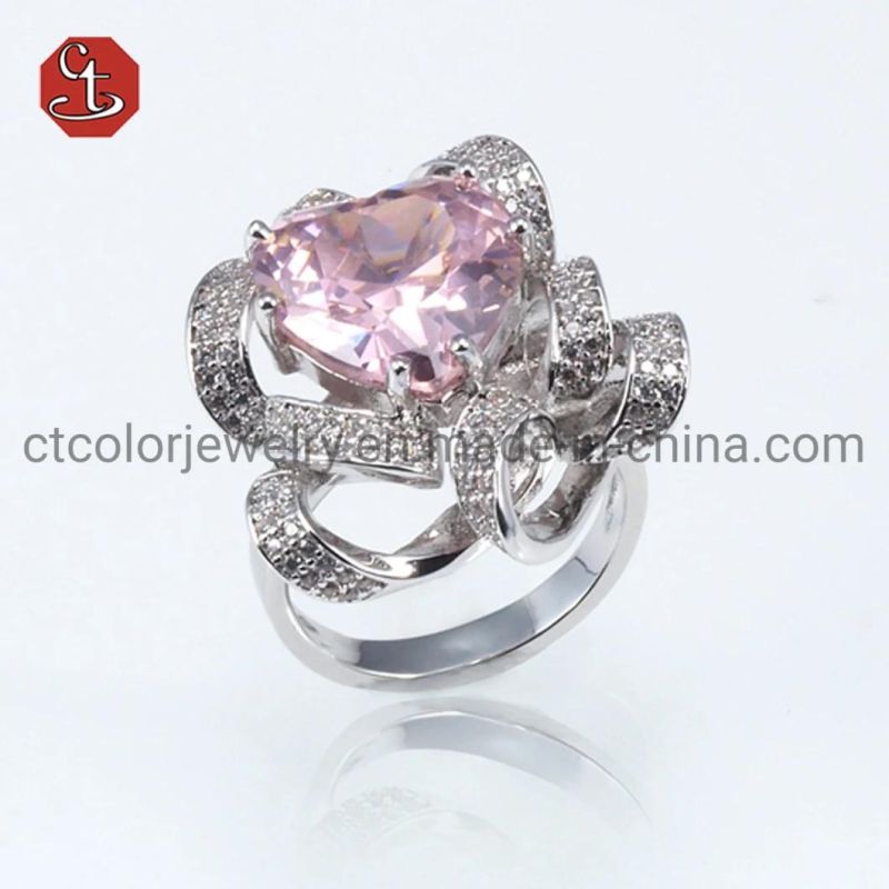 Luxury Gemstone Jewellery Rose Gold Flower Silver Ring Amethyst/Ruby Ring