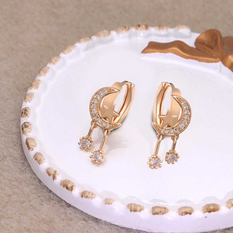 Unique Moon and Star Zircon Hoop Fashion Earrings