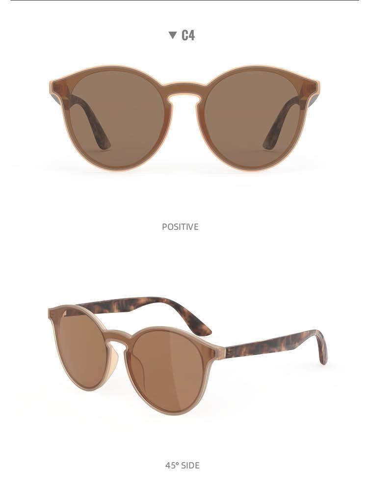 2022 One-Piece Fashion Polarized Sunglasses Round Plastic Frame