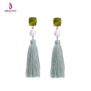 New Cheap Elegant Retro Art Crystal Studded Ccb Long Tassel Female Earring