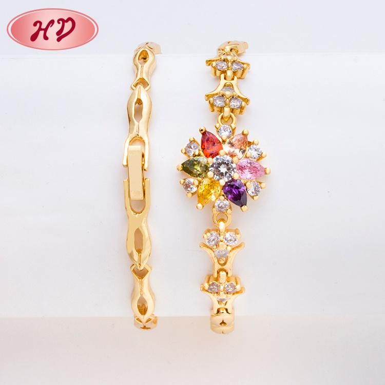 High Quality Customizable Charm Crystals Copper Gold Bracelet for Women