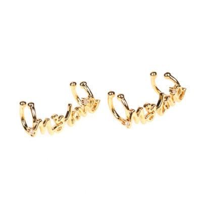 Rhinestone Crystal Letter My Love Earcuffs Earrings for Women