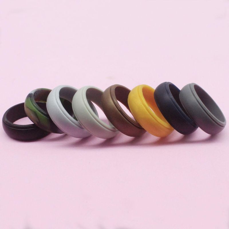 Step Edge Rubber Wedding Band Men Silicone Ring