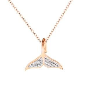 Gold Plated Stainless Steel Diamond Mermaid Dolphin Clavicle Chain