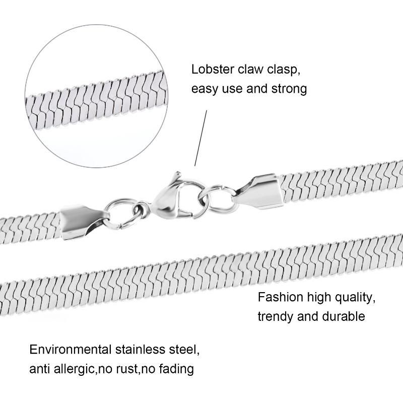 Trendy Real Gold Plated Snake Chain Necklace Flat Herringbone Choker Dainty Necklace for Women 0.4-1.0mm Width