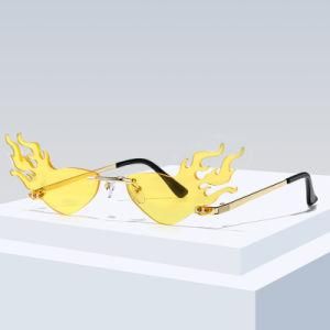 Fashion Newest Designed Flame Shaped Rimless UV400 Women Party Sunglasses