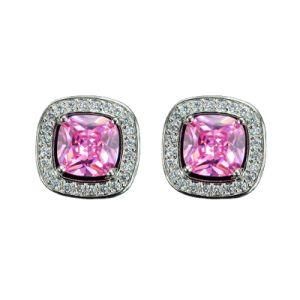 Luxury Colorful Square Diamond Women Party Birthday Gift Cutting Zircon Brass Stud Earrings