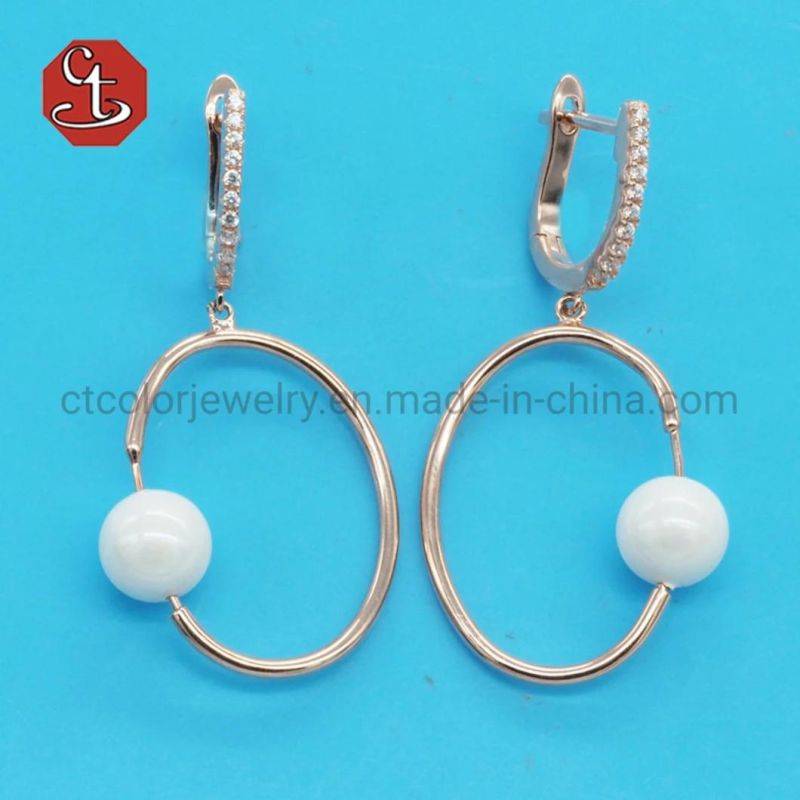 Trendy Geometric Pearl Rectangle Shaped Metal Earrings Minimalist Earrings Jewelry