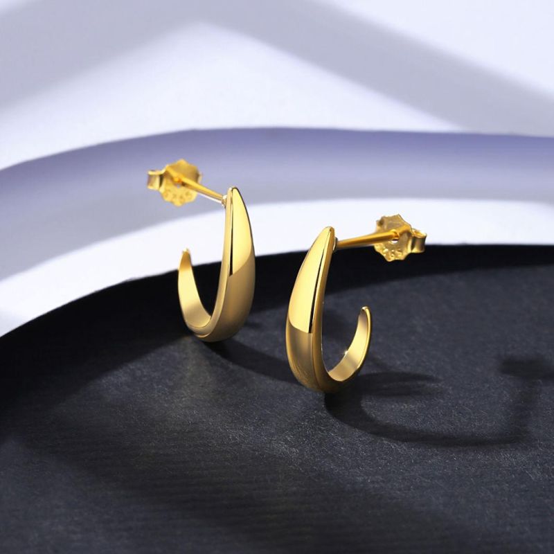 925 Sliver Plain Gold Large Square Hoop Earrings Statement