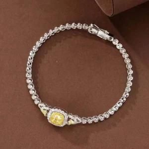 18K White Gold Yellow Diamond Cushion Bubble Bracelet 17cm