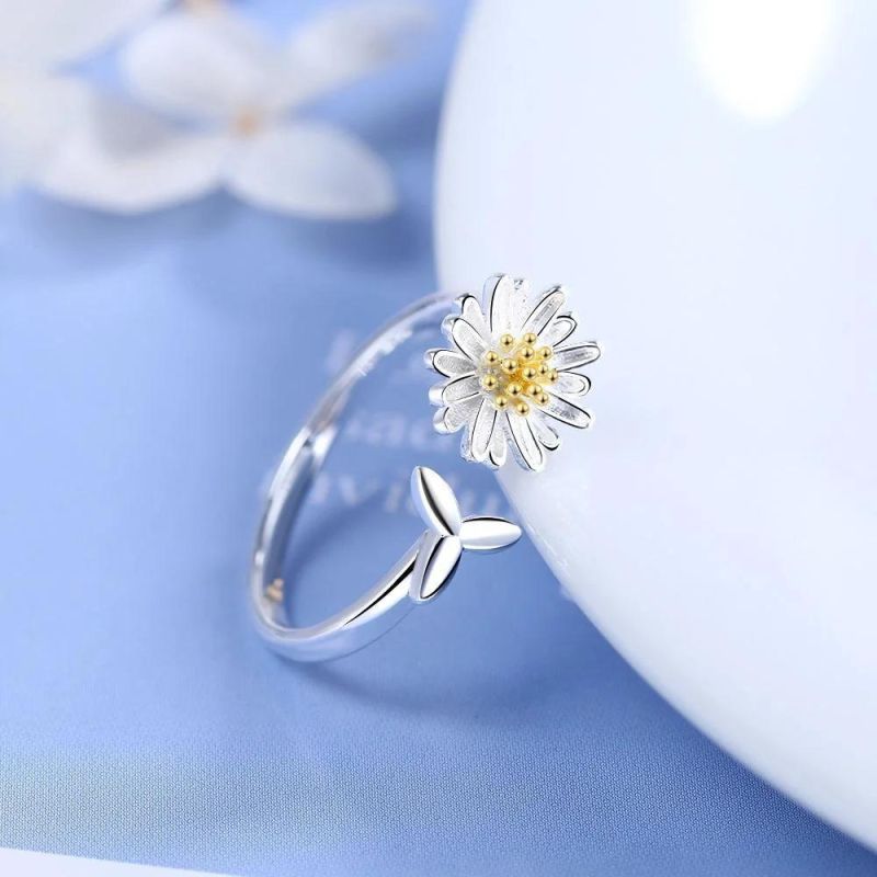 Small Daisy Rings for Women Models Simple Silver Colour Opening Adjustable Fashion Jewellery