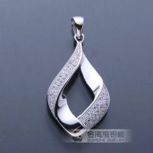 Micro Pave Setting 925 Sterling Silver Slender Pendant