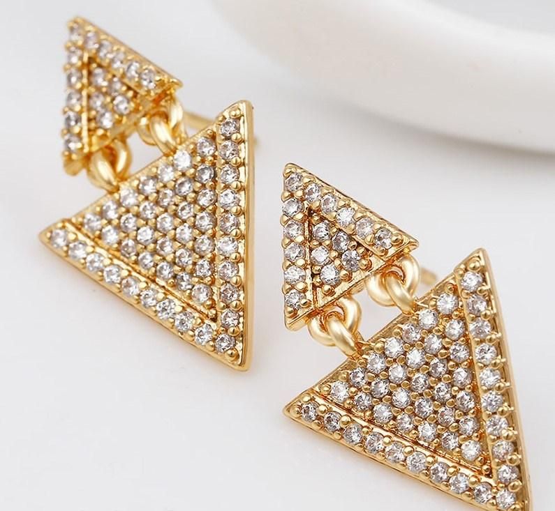Popular Fashion Wholesale Shiny Crystal Triangle Earring Unique Design Jewelry