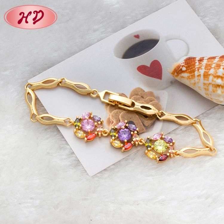 New Fashion Design Fancy Fashion 18K Gold Plated Bracelet with Cubic Zirconia