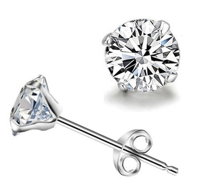 Zircon Drill 925 Sterling Silver Stud Earrings Women Fashion Jewelry