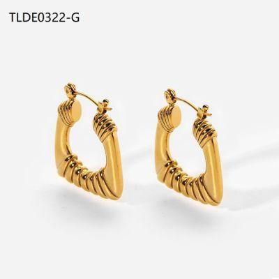 Manufacturer Custom Jewelry 18K Gold-Plated Stainless Steel Waterproof Hoop Earring, Famous Brand Earring, New Arrival Earring