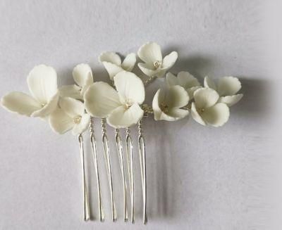 Wedding Bridal Ceramic Flower Hair Vines Headpiece Hair Comb