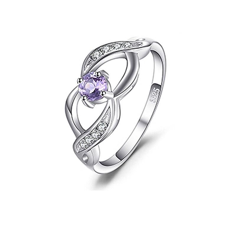 925 Sterling Silver Ring for Fashion Women Fine Jewelry with Gemstone Amethyst