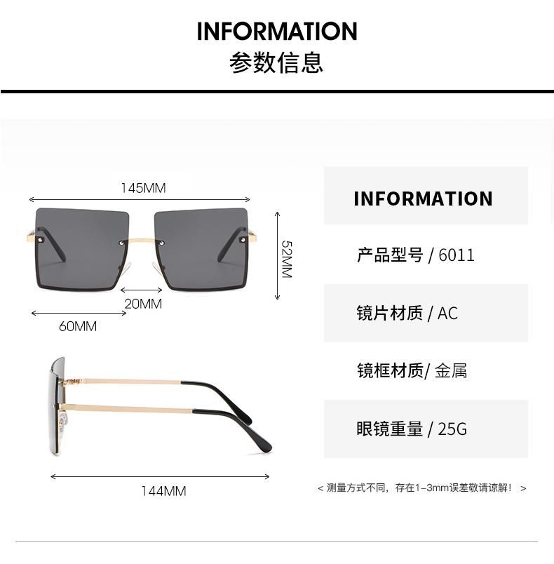 Square Sunglasses Modern Fashion Half Frame Sunglasses Live Street Shooting Glasses