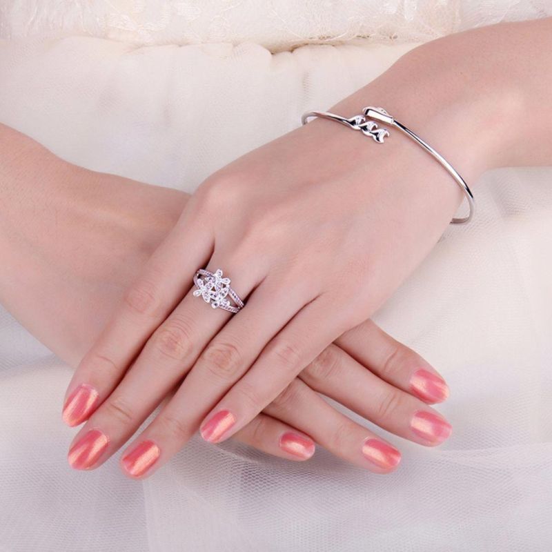 Fashion Jewelry 925 Sterling Silver Pink Flower Ring for Women Wholesale