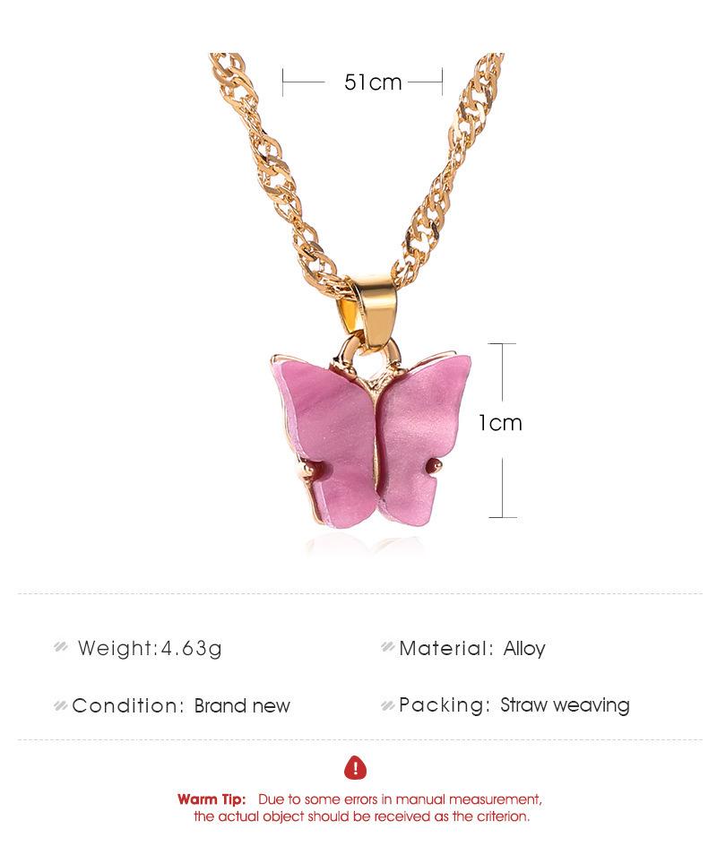 Korean Acrylic Women Versatile Collarbone Chain Personality Hipster Choker Color Butterfly Necklace Girl Gift Party Accessories