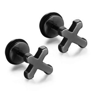 Mens Vintage Surgical Titanium Steel Hypoallergenic Piercing Cross Stud Earrings