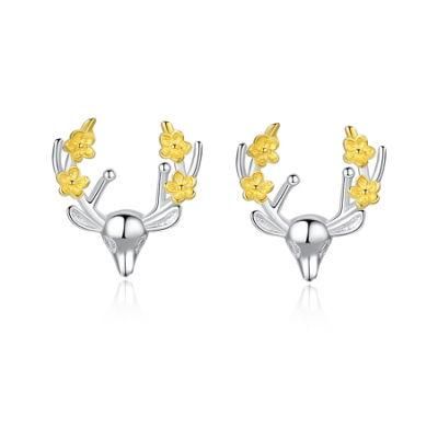 Fashion Jewelry Elk Earring Stud with Yellow Flower
