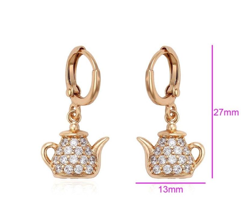 2022 Unique Design Fashion Design 18K Gold Plated Earrings with Teapot Shaped Pendant