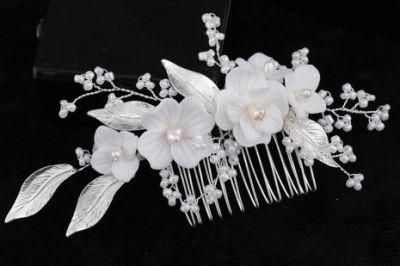 Bridal Wedding Ceramic Flower Pear Hair Vines Headband Hair Pin Hair Comb Headpiece