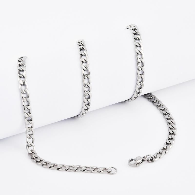 Wholesale Hip-Hop Fashion 18K Gold Plated Curb Chain Stainless Steel Jewelry for Men and Women Necklace