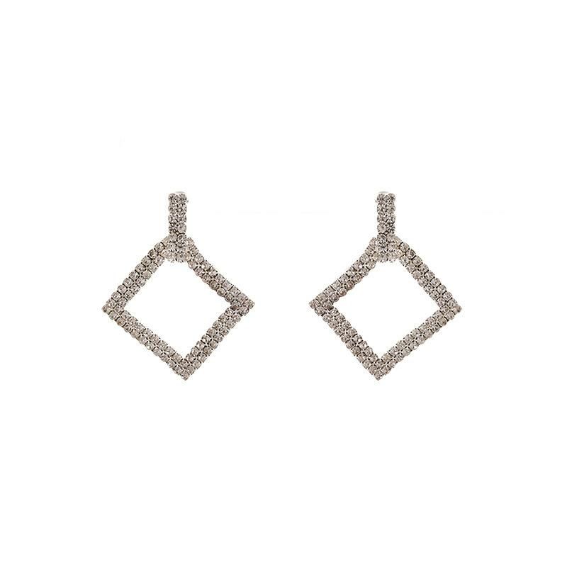 New Arrival Geometric Alloy Crystal Rhinestone Dangle Drop Stud Earrings