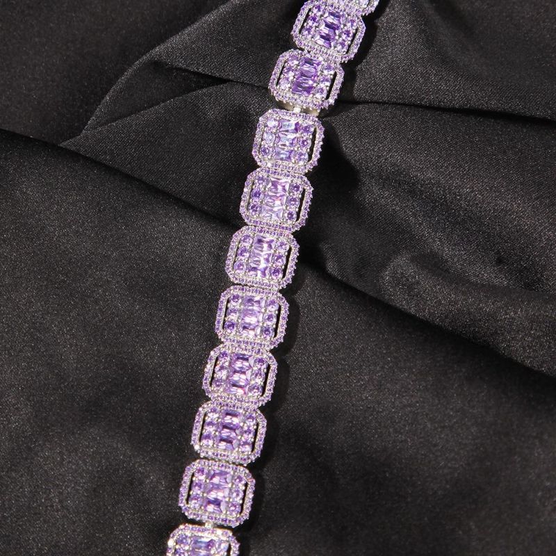 Hip Hopfashion Square Diamond Round Diamond Inlaid Hollow Necklace