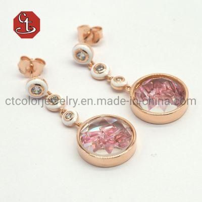 Fashion Long Special Glass Earring Drop Enamel Earring Colorful AAA+ Cubic Zirconia Earring 925 Sterling Silver Jewelry