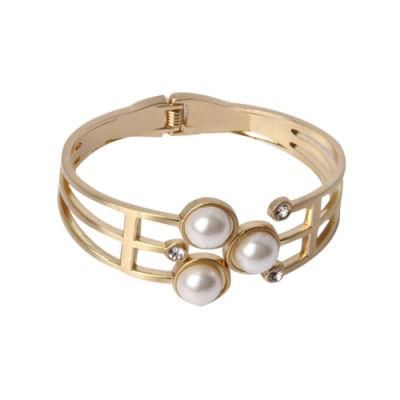 2020 Most Popular Gold Plated Bangle with Plastic Pearl