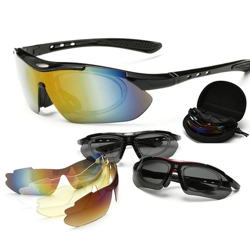 New 2021 UV400 Protect Polarized Sunglasses Windproof Cycling Sport for Men with 5 PCS Lens
