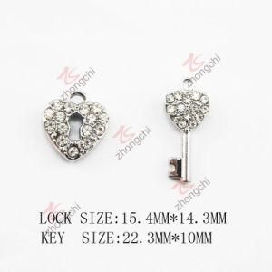 Zinc Alloy Metal Crystals Heart Key Lock Charm (SPE)