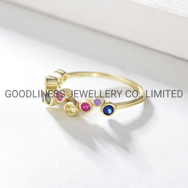 925 Sterling Silver Women Multi-Color CZ Fine Jewelry Rings