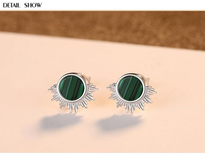 Fashion Jewelry Silver Earring Stud with Turquoise Cubic Zircon