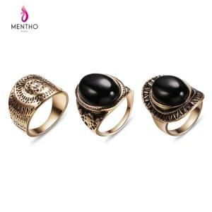 Good Cheap Retro Ethnic Creative Resin Gemstone Studded Alloy Ring Sets