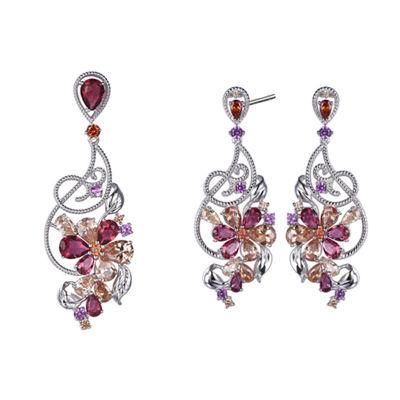 2022 Fashion Silver or Brass Red Glass Button Rope Earring Pendant Jewelry Set for Women