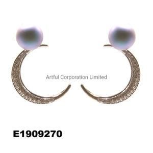 High Quality/Pearl/925 Sterling Silver/Stud Earring/ Women/Fashion Jewelry