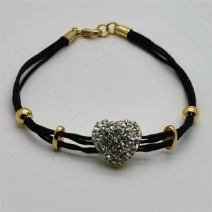 2014 New Fashion Leather Bracelets Love Shaped Leather Charms Bracelets Jewellery (LA07100B1S0018)