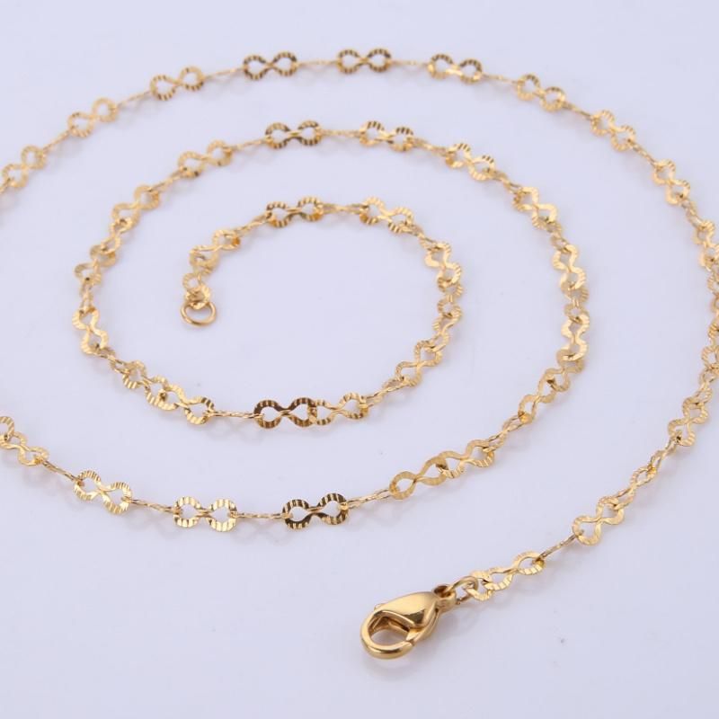 Wholesale Fashion Stainless Steel Jewelry Necklace Eight-Character Embossed Chain