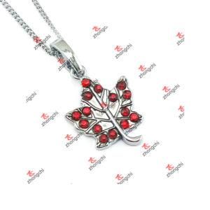 Fashion Red Birthstone Maple Leaf Charms Jewelry Necklace Gifts (KDJ60128)