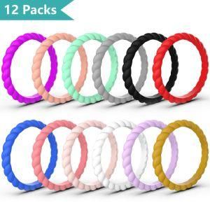 Braided Spiral Silicone Wedding Ring for Women