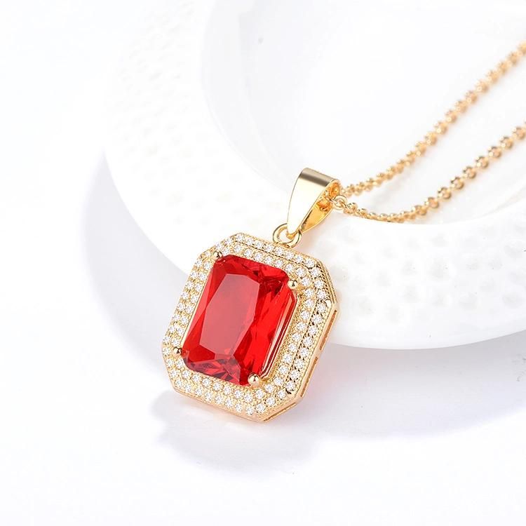 Costume Fashion 18K Gold Plated Imitation Charm Necklace Silver Jewelry with Pendant for Women