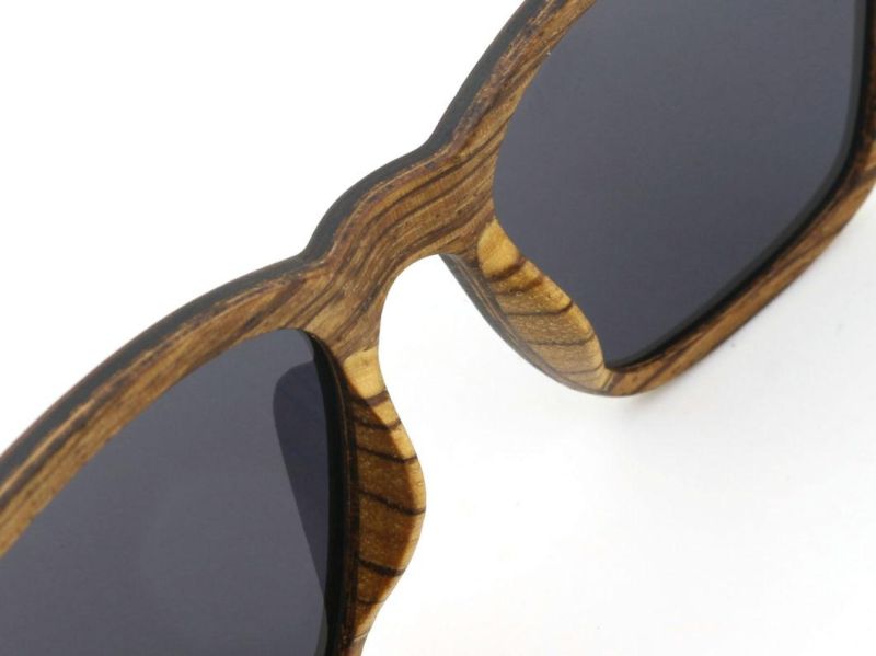 2020 Squarish Oversized Ebony Zebra Wooden Polarized Sunglasses
